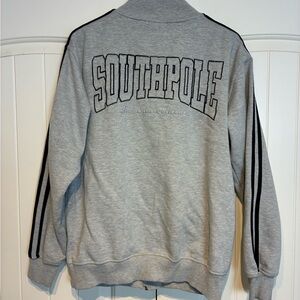 Southpole Light Gray Sweatshirt with Black and Red Logo Detail Size M